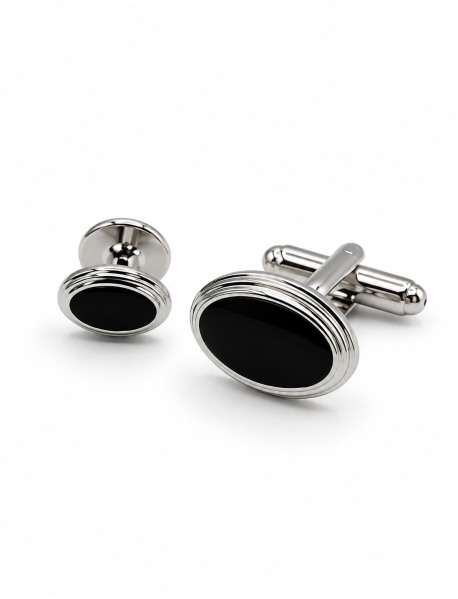 Oval Shaped Black Enamel Formal Set