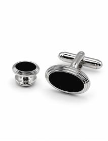 Oval Shaped Black Enamel Formal Set