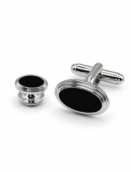 Oval Shaped Black Enamel Formal Set