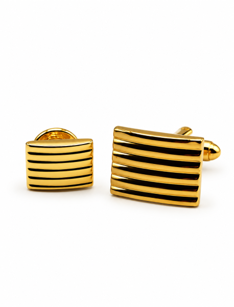 14K Gold Plated Rectangle Striped Formal Set