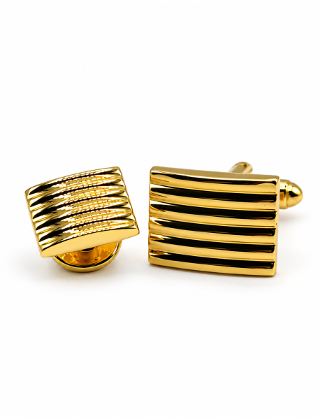 14K Gold Plated Rectangle Striped Formal Set