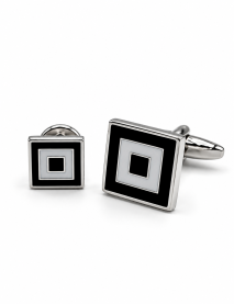 Square Enamel Black / White Formal Set