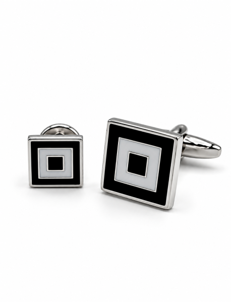 Square Enamel Black / White Formal Set