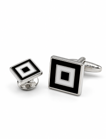 Square Enamel Black / White Formal Set