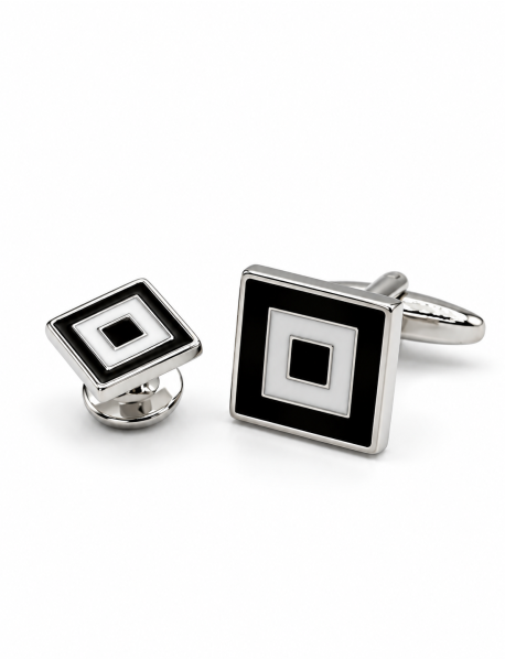 Square Enamel Black / White Formal Set