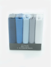 5 - 100% cotton rolled handkerchiefs - Assorted solids