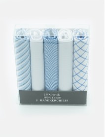 5 - 100% rolled cotton handkerchiefs - blues
