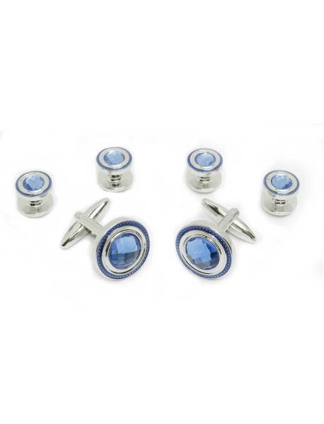 Blue Crystal Formal Cufflink Set