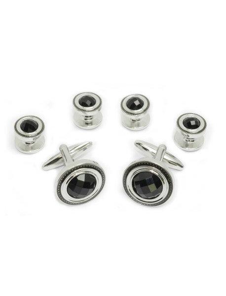 Black Crystal Formal Cufflink Set