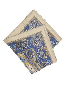 Abstract Floral Camel/Blues Pocket Square