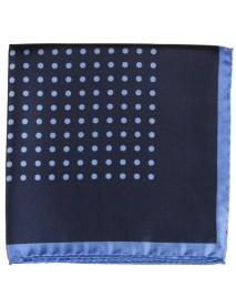 Italian silk hand rolled pocket square/polka dot navy/Lt. Blue dot