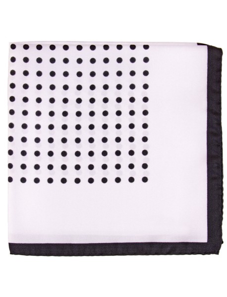 Italian silk polka dot pocket square White/Black