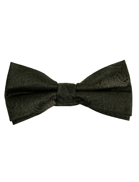 Black Silk Paisley Bow Tie 