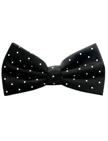 Black/White Polka Dot Silk Bow Tie