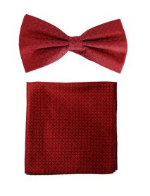 Shadow Red & Black Silk Bowtie With Matching Silk Pocket Square