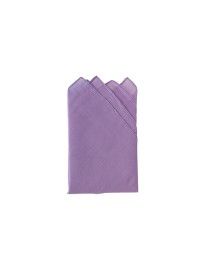 Pre-Folded White Linen Pocket Square Trimmed In Lavender