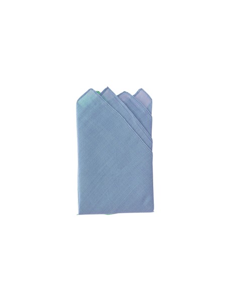 Pre-Folded White Linen Pocket Square Trimmed In Powder Blue