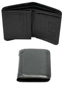 Tri-Fold Genuine Leather Black/RFID Anti-Theft 