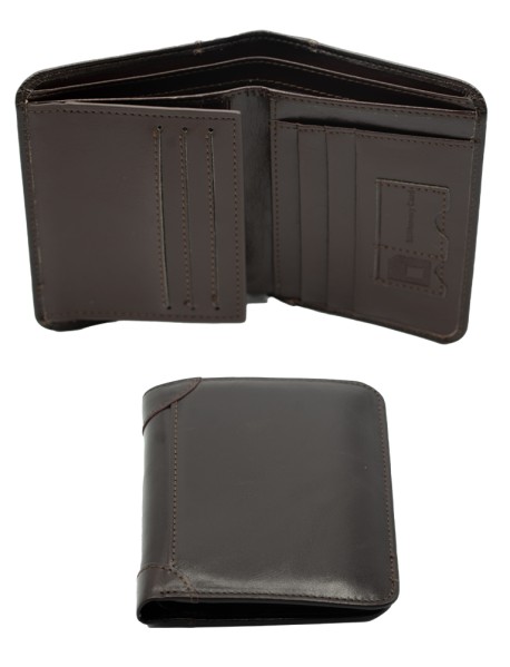 Tri-Fold Genuine Leather Wallet Dark Brown/RFID Anti-Theft 
