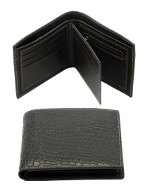 Bi-Fold Genuine Embossed Alligator Pattern Leather