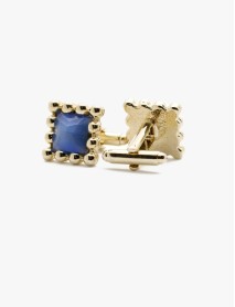 Blue stone/gold beaded cufflink