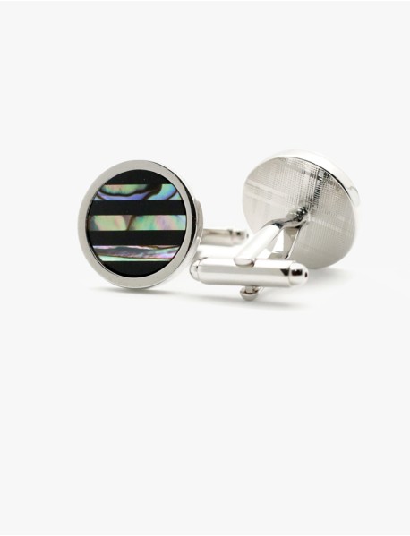 ABALONE/ONYX  STRIPE CUFFLINK