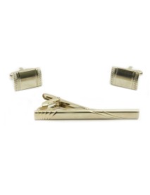 Gold Plated Cufflink/Tie Bar Set