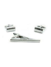 Silver Plated Cufflink/Tie Bar Set