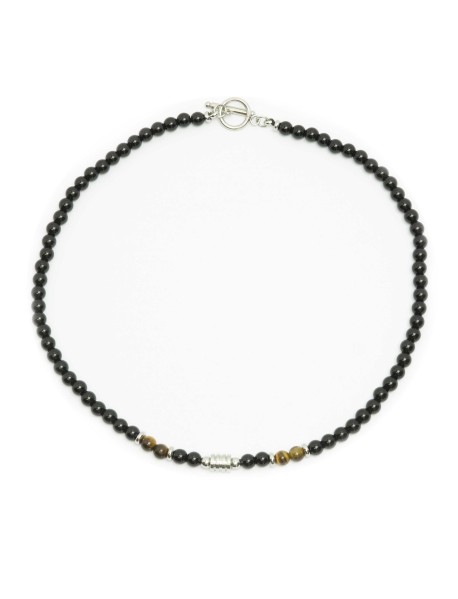 Obsidian Beads Yellow/Tiger Eye Necklace