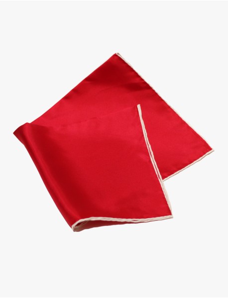 Red w/White- Edge Silk Handrolled